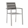 Modway Shore Outdoor Patio Aluminum Dining Armchair in Silver Gray - Set of Two - Front Side Angle - Modway Shore Outdoor Patio Aluminum Dining Armchair in Silver Gray - Set of Two - Front Side Angle