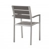 Modway Shore Outdoor Patio Aluminum Dining Armchair in Silver Gray - Set of Two - Back Side Angle