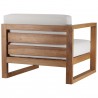 Modway Upland Outdoor Patio Teak Wood Left-Arm Chair - Natural White -  Back Side Angle
