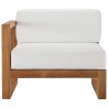 Modway Upland Outdoor Patio Teak Wood Left-Arm Chair - Natural White -  Front Angle