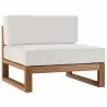 Modway Upland Outdoor Patio Teak Wood Armless Chair - Natural White - Front Side Angle - Modway Upland Outdoor Patio Teak Wood Armless Chair - Natural White - Front Side Angle