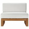 Modway Upland Outdoor Patio Teak Wood Armless Chair - Natural White - Front Angle - Modway Upland Outdoor Patio Teak Wood Armless Chair - Natural White - Front Angle