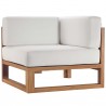 Modway Upland Outdoor Patio Teak Wood Corner Chair - Natural White - Front Angle