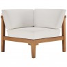 Modway Bayport Outdoor Patio Teak Wood Corner Chair - Natural White - Front Angle