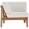 Modway Bayport Outdoor Patio Teak Wood Corner Chair - Natural White - Side Angle