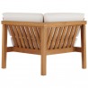 Modway Bayport Outdoor Patio Teak Wood Corner Chair - Natural White - Back Angle