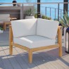 Modway Bayport Outdoor Patio Teak Wood Corner Chair - Natural White - Lifestyle