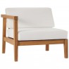 Modway Bayport Outdoor Patio Teak Wood Left Armchair in Natural White - Front Side Angle