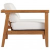 Modway Bayport Outdoor Patio Teak Wood Left Armchair in Natural White - Side Angle