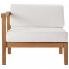 Modway Bayport Outdoor Patio Teak Wood Left Armchair in Natural White - Front Angle