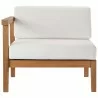 Modway Bayport Outdoor Patio Teak Wood Left Armchair in Natural White - Front Angle - Modway Bayport Outdoor Patio Teak Wood Left Armchair in Natural White - Front Angle