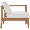 Modway Bayport Outdoor Patio Teak Wood Right Armchair in Natural White - Side Angle - Modway Bayport Outdoor Patio Teak Wood Right Armchair in Natural White - Side Angle