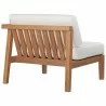 Modway Bayport Outdoor Patio Teak Wood Right Armchair in Natural White - Back Side Angle - Modway Bayport Outdoor Patio Teak Wood Right Armchair in Natural White - Back Side Angle