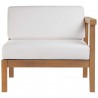 Modway Bayport Outdoor Patio Teak Wood Right Armchair in Natural White - Front Angle