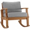 Modway Marina Outdoor Patio Teak Rocking Chair - Natural Gray - Front Side Angle