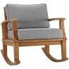 Modway Marina Outdoor Patio Teak Rocking Chair - Natural Gray - Front Side Angle - Modway Marina Outdoor Patio Teak Rocking Chair - Natural Gray - Front Side Angle