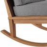 Modway Marina Outdoor Patio Teak Rocking Chair - Natural Gray - Seat Closeup Base Angle