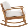 Modway Marina Outdoor Patio Teak Rocking Chair - Natural White - Side Angle