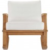 Modway Marina Outdoor Patio Teak Rocking Chair - Natural White - Front Angle