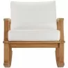 Modway Marina Outdoor Patio Teak Rocking Chair - Natural White - Front Angle - Modway Marina Outdoor Patio Teak Rocking Chair - Natural White - Front Angle