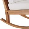 Modway Marina Outdoor Patio Teak Rocking Chair - Natural White - Base Angle