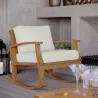 Modway Marina Outdoor Patio Teak Rocking Chair - Natural White - Lifestyle - Modway Marina Outdoor Patio Teak Rocking Chair - Natural White - Lifestyle