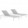 Modway Charleston Outdoor Patio Aluminum Chaise Lounge Chair in White Gray - Set of Two - Front Side Angle