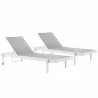 Modway Charleston Outdoor Patio Aluminum Chaise Lounge Chair in White Gray - Set of Two - Front Side Angle - Modway Charleston Outdoor Patio Aluminum Chaise Lounge Chair in White Gray - Set of Two - Front Side Angle