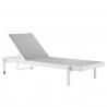 Modway Charleston Outdoor Patio Aluminum Chaise Lounge Chair in White Gray - Set of Four - Reclined Front Side Angle