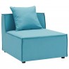 Modway Saybrook Outdoor Patio Upholstered Sectional Sofa Armless Chair in Turquoise - Front Side Angle