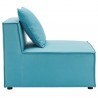 Modway Saybrook Outdoor Patio Upholstered Sectional Sofa Armless Chair in Turquoise - Side Angle