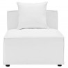 Modway Saybrook Outdoor Patio Upholstered Sectional Sofa Armless Chair in White - Front Angle