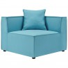 Modway Saybrook Outdoor Patio Upholstered Sectional Sofa Corner Chair - Turquoise - Front Angle