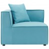 Modway Saybrook Outdoor Patio Upholstered Sectional Sofa Corner Chair - Turquoise - Side Angle