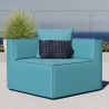 Modway Saybrook Outdoor Patio Upholstered Sectional Sofa Corner Chair - Turquoise - Lifestyle