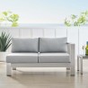 Modway Shore Sunbrella® Fabric Aluminum Outdoor Patio Right-Arm Loveseat in Silver Gray - Lifestyle
