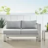 Modway Shore Sunbrella® Fabric Aluminum Outdoor Patio Right-Arm Loveseat in Silver Gray - Lifestyle - Modway Shore Sunbrella® Fabric Aluminum Outdoor Patio Right-Arm Loveseat in Silver Gray - Lifestyle