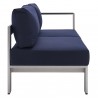 Modway Shore Sunbrella® Fabric Aluminum Outdoor Patio Right-Arm Loveseat in Silver Navy - Side Angle