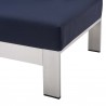 Modway Shore Sunbrella® Fabric Aluminum Outdoor Patio Right-Arm Loveseat in Silver Navy - Seat Closeup Angle