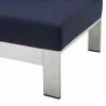 Modway Shore Sunbrella® Fabric Aluminum Outdoor Patio Right-Arm Loveseat in Silver Navy - Seat Closeup Angle - Modway Shore Sunbrella® Fabric Aluminum Outdoor Patio Right-Arm Loveseat in Silver Navy - Seat Closeup Angle