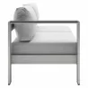 Modway Shore Sunbrella® Fabric Aluminum Outdoor Patio Left-Arm Loveseat in Silver Gray - Side Angle - Modway Shore Sunbrella® Fabric Aluminum Outdoor Patio Left-Arm Loveseat in Silver Gray - Side Angle