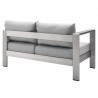 Modway Shore Sunbrella® Fabric Aluminum Outdoor Patio Left-Arm Loveseat in Silver Gray - Back Side Angle