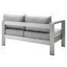 Modway Shore Sunbrella® Fabric Aluminum Outdoor Patio Left-Arm Loveseat in Silver Gray - Back Side Angle - Modway Shore Sunbrella® Fabric Aluminum Outdoor Patio Left-Arm Loveseat in Silver Gray - Back Side Angle