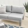 Modway Shore Sunbrella® Fabric Aluminum Outdoor Patio Left-Arm Loveseat in Silver Gray - Lifestyle - Modway Shore Sunbrella® Fabric Aluminum Outdoor Patio Left-Arm Loveseat in Silver Gray - Lifestyle