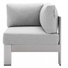 Modway Shore Sunbrella® Fabric Aluminum Outdoor Patio Corner Sofa - Silver Gray - Side Angle