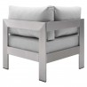 Modway Shore Sunbrella® Fabric Aluminum Outdoor Patio Corner Sofa - Silver Gray - Back Angle