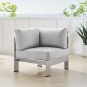 Modway Shore Sunbrella® Fabric Aluminum Outdoor Patio Corner Sofa - Silver Gray - Lifestyle