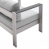 Modway Shore Sunbrella® Fabric Aluminum Outdoor Patio Armchair in Silver Gray - Back Side Top Angle