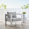 Modway Shore Sunbrella® Fabric Aluminum Outdoor Patio Armchair in Silver Gray - Lifestyle
