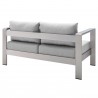 Modway Shore Sunbrella® Fabric Aluminum Outdoor Patio Loveseat in Silver Gray - Back Side Angle